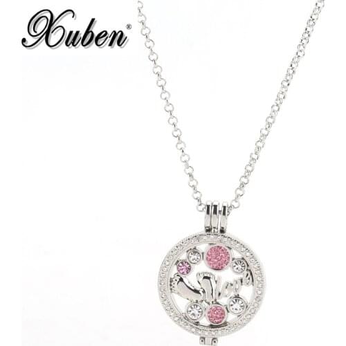 Xuben Classic 35 mm coin necklace sets holder fit my 33 mm coin disc interchangeable fashion women crystal chain long