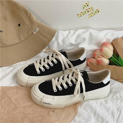 Ladies Casual Canvas Shoes Breathable Sports Shoes Classic Fashion Outdoor Pure Color Lace-up Girls Shoes Zapatos De Mujer
