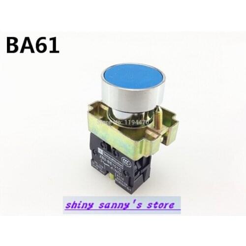10Pcs/Lot BA61 XB2-BA61 Blue Self-reset Momentary Flush Pushbutton 1 N/O Flat Push Button Switch Brand New