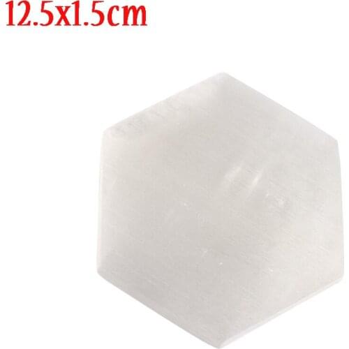 12.5cm White Hexagon Natural Selenite Pendulum Ornament Reiki Healing Crystals Charging Plate Reiki for Home Decor Meditation