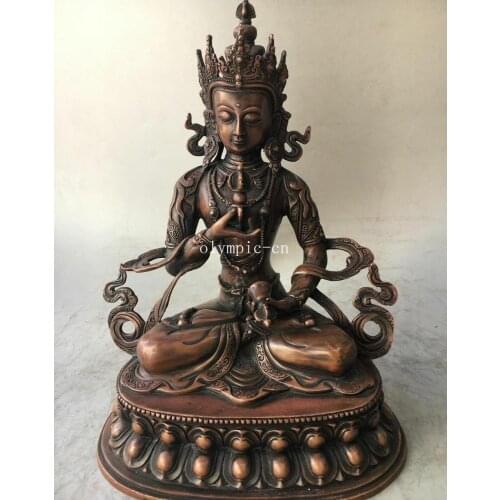 12'' red copper carvings tibet Esoteric Buddhism Vajrayana buddha Vajrasattva