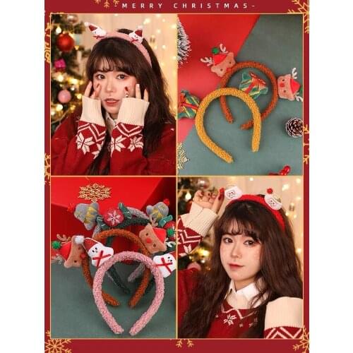 20 PCS/lot Christmas Headband Pressing Hair Girl Cute Super Cute Headband Hair Accessories Girl Non-slip Christmas Headdress