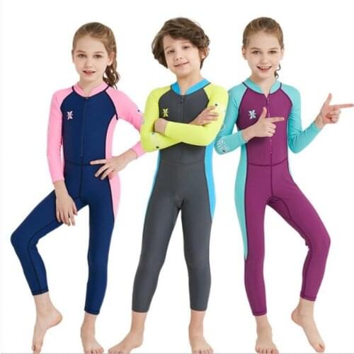 2018 Lycra Kids One piece Soft Wetsuits Boys Girls Ultraviolet-proof Diving Suits Children Swimsuit Long Sleeve Swimwear Wetsuit