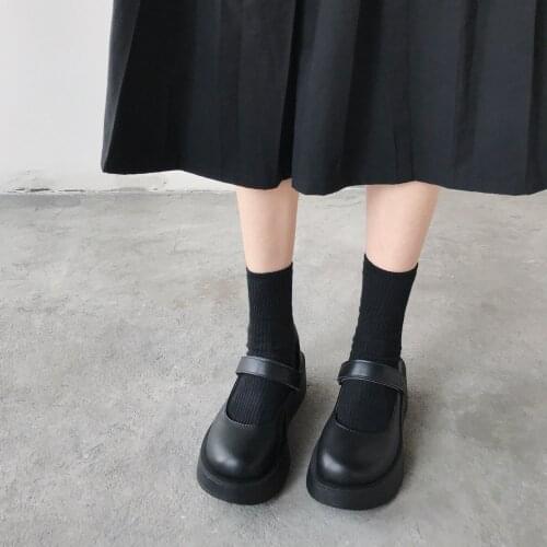 2021 new Japanese round head buckle flat shoes fashion retro big head doll Harajuku small leather shoes