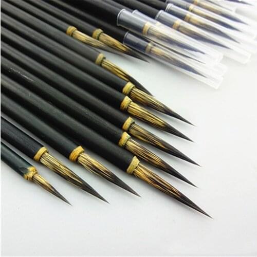3/4Pcs Wolf Hair Painting Brush Copper head Hook Line Paint Brush Watercolor Brush Chinese Calligraphy Artist Art Stationary