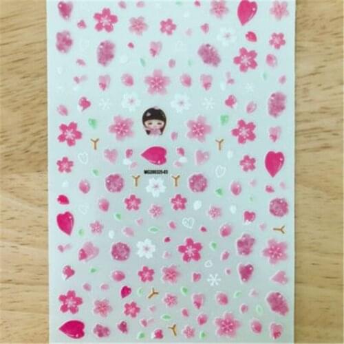 Japanese Style 3d DIY Nail Stickers Light Traceless Back Glue Adhesive Paper Stickers for Nail Decoration DryNail Decals Flowers