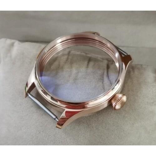 41MM Sapphire crystal or Mineral glass 316L stainless steel watch case fit ETA6497/6498 movement Rose gold watch cases BK35-21