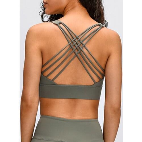 Bella Philosophy Solid Push Up Shockproof Cross Straps Gym Sport Bras Workout Fitness Widen Hem Running Brassiere Yoga Crop Tops