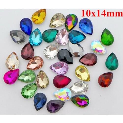 Free shipping! Wholesale 10x14mm 100pcs/pack water drop shape crystal fancy stone glass bling 28 colour F4701-4728