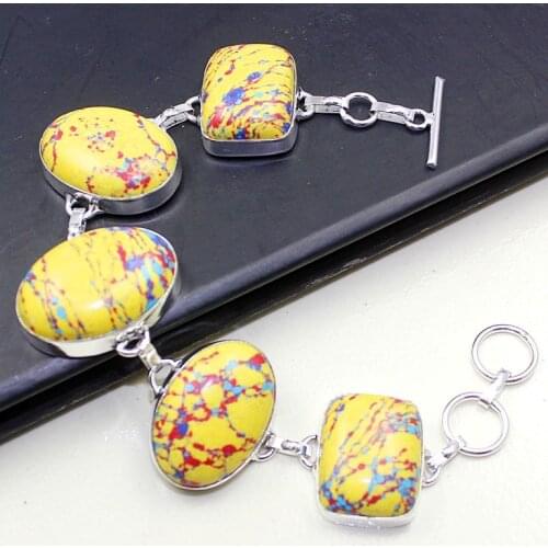 Mosic jaspper Bracelet Silver Overlay over Copper , 20.5cm, B0760