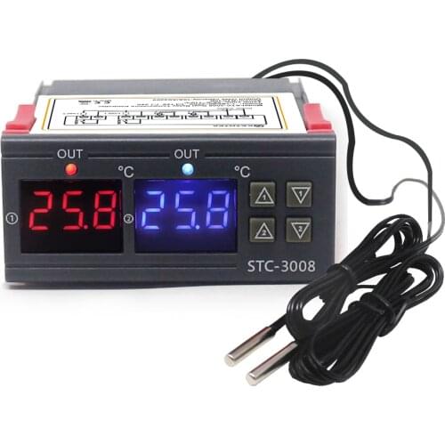 Digital Incubator Thermostat Temperature Controller Two Relay Output Thermoregulator 10A Heating Cooling STC-3008 STC-1000