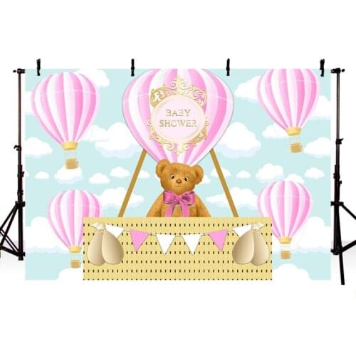 MEHOFOTO Newborn Baby Shower Photography Backdrops Bear Hot Air Photographic Studio Photo Background Birthday Decorations Prop