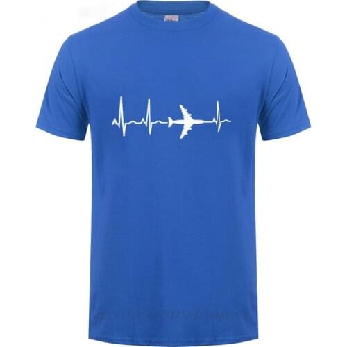 Heartbeat Of Plane T Shirt Men Cardiogram Space Enthusiasts Tops Funny Travel Gift Casual T-shirt Cotton Comfortable Leisure Tee