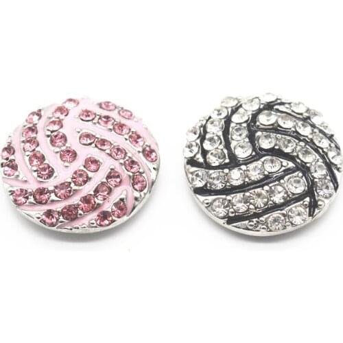 Hot selling Mix 10pcs/lot crystal volleyball 18mm/20mm Alloy Snap Buttons For DIY Snap Bracelet Necklace Women Fashion Jewelry