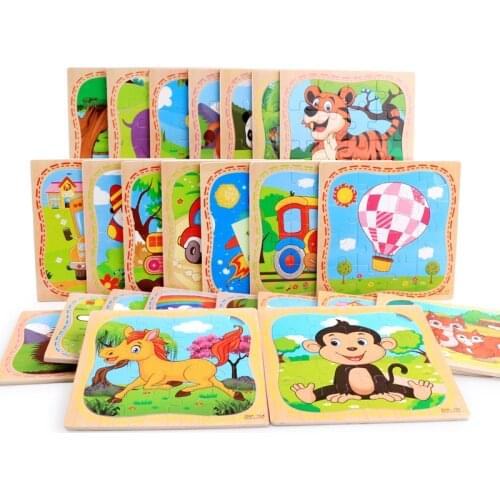 Montessori Toys Educational Wooden Toys for Children Early Learning 3D Cartoon Puzzle Kids Exercise Math Match Teaching Aids