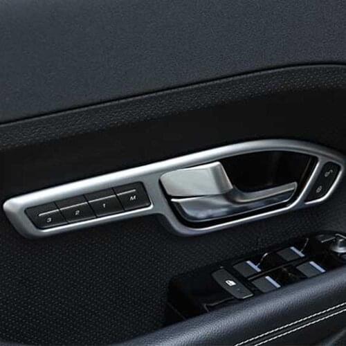 Interior ABS chrome Accessories for range rover evoque inside front rear door handle bar button decorative cover sticker frame
