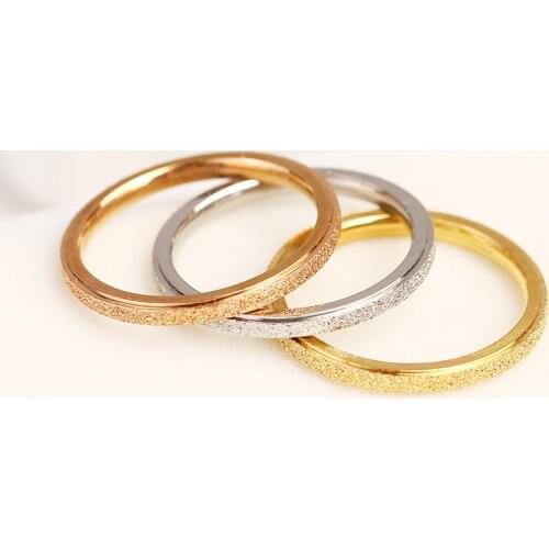 Classic Simple Matte Narrow/Titanium Steel for Women Trendy Tail Ring Gold/Rose Gold/Silver Color Wedding Band Jewelry Gift