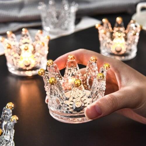 Crown Crystal Candlestick Candle Decoration Cup Crown Glass Candle Cup home living room table crystal glass candlesticks nordic