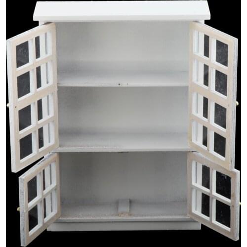 12th Dollhouse Miniatures Furniture Wooden White Bookcase for Any Room Ornaments