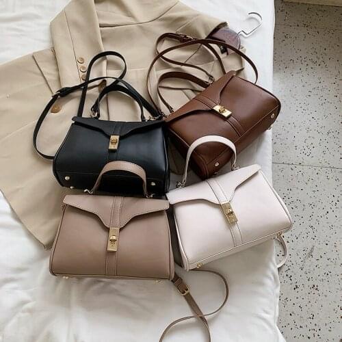 Fashion Shoulder Bag Solid Color Retro Pu Messenger Bag Luxury Designer Handbag 2021 Autumn and Winter New Female Bag