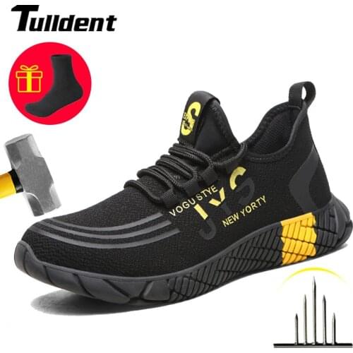 2021 New Breathable Men Safety Shoes Steel Toe Non-Slip Work Boots Indestructible Shoes Puncture-Proof Work Sneakers Men