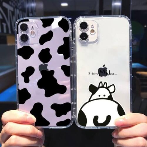 New White Black Cow Symbol Pattern Print Phone Case For iphone 12 11 8 7 6s 6 5 5s 5c se plus mini x xs xr pro max Transparent