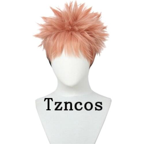 Tzncos Jujutsu Kaisen Cosplay Yuji Itadori Wig Jujutsu Kaisen Yuji Itadori Wig Heat Resistant Synthetic Hair
