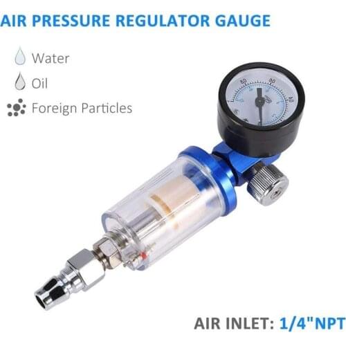 1/4inch Paint Spray Pistol Air Pressure Regulator Gauge with Water Trap Filter