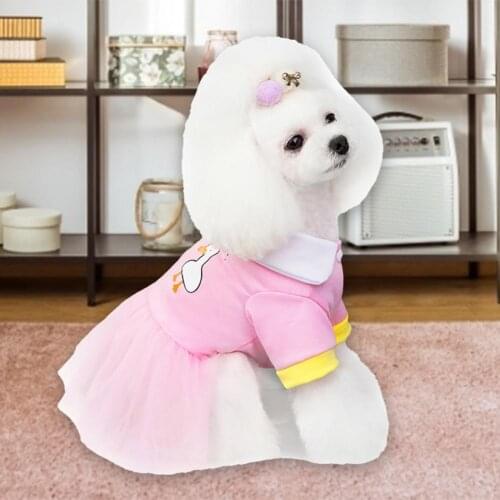 Dog Dress Cartoon Printing Skin-friendly Cotton Fashion Princess Skirt for Summer