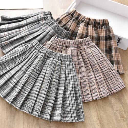 Pleated Skirt Girls High-waisted 2021New Autumn Winter Kids School Skirts Woolen Warm Girls Short Skirt Kids Shorts Skirts