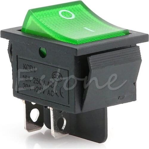 RipengPI Rocker Switch With Light KCD4-201N 4 Pin ON/OFF 2 Position 250V DPST 1/5/10Pcs