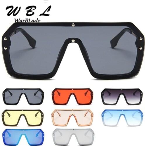 WarBLade Oversized Square Sunglasses Men One Piece Vintage Lens Big Frame Sun glasses For Women UV400 Silver Mirror 2019