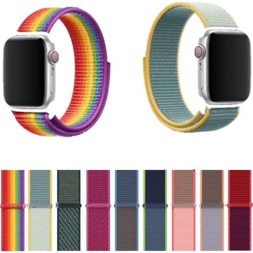 Sport Loop for Smart Watch 5 4 3 2 Band Reflective Strap for IWatch Band Double-layer HOOk&LOOP 2020 New