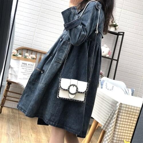 SuperAen Women's Denim Trench Coats