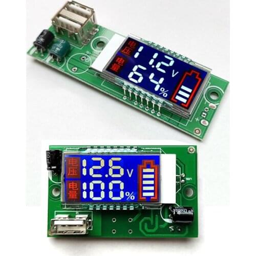 Taidacent Battery Capacity Indicator Tester LCD Panel LED Screen USB Charge Monitor Battery Capacity Indicator Voltage Meter