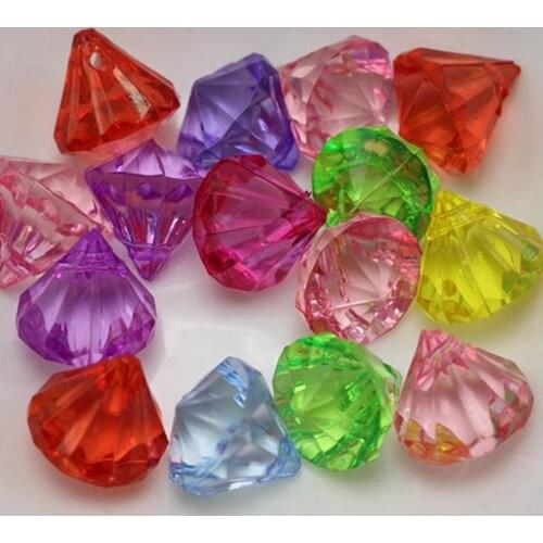 100 Mixed Color Transparent Acrylic Triangular Cone Pendants 11mm Top Drilled