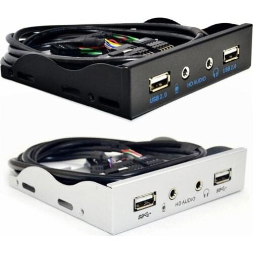 VKTECH 3.5 inch 9Pin to 2 USB 2.0 HUB Floppy Bay HD Audio 3.5mm Front Panel Rack high quility Front Panel with Audio Cable Newst