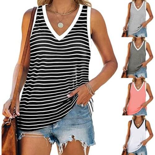 Women Sleeveless Loose V Neck Stretchy Summer Vest Top Streetwear for Workout