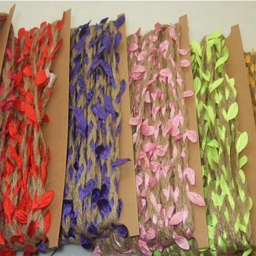 10M/Lot Artificial Leaf Natural Hessian Jute Twine Rope Burlap Ribbon DIY Craft Vintage For Home Wedding Christmas Party Decor