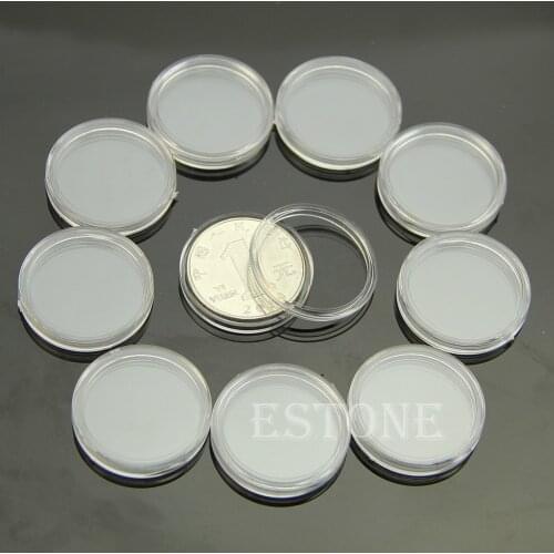 10 PCS Applied Clear Round Cases Coin Storage Capsules Holder Round Plastic 23mm 28mm 38mm