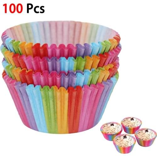 100pcs/Set Mini Colorful Cake Mold Round Shaped Muffin Cupcake Baking Molds Maker Party Tray Cake Mold Decorating Tools