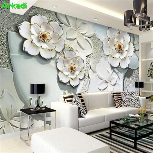 3D wallpaper European luxury embossed floral video wall covering living room bedroom wedding room mural TV background wall paper