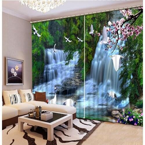 3d curtain Fashion 3d curtains nature waterfall Home Decor Living Room Natural Art Home Decoration