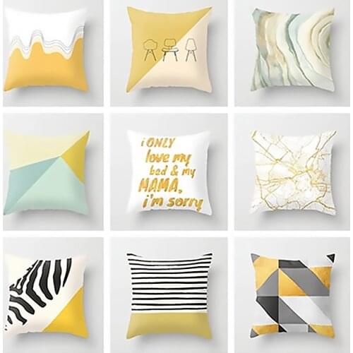 45*45 cm Yellow Style Pillowcase Printing Polyester Cushion Pillow Case Car Home Decor Geometric Throw Cushion Pillow Cover