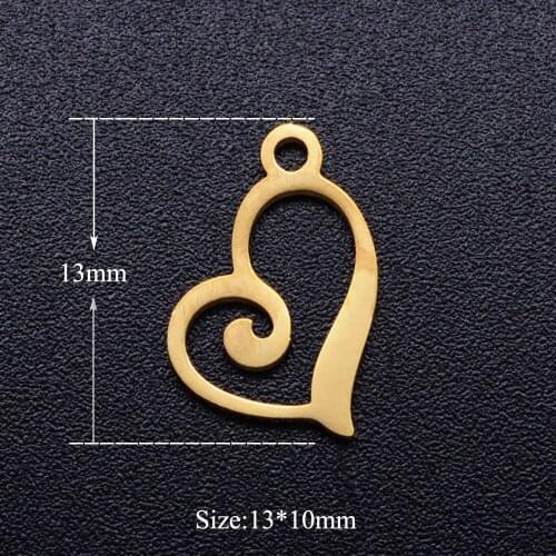 5pcs/lot Cute Heart Stainless Steel DIY Charms Wholesale Factory Sale Jewelry Finding Supplies DIY Pendants for Necklace Making