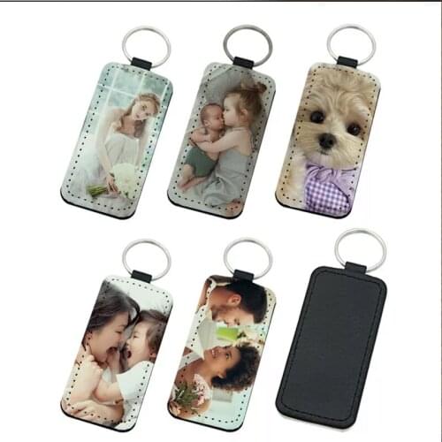 50pcs Rectangle Design Subliamtion Blank Keychain-Hot Printing Leather Pendant Tag Key Chains-DIY Printing Transfer Parper