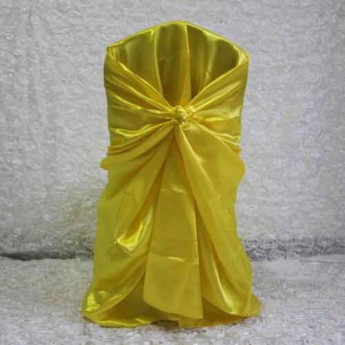 50PCS Yellow Satin Chair Cover For Wedding Restaurant Banquet Home Party Dinner Chair Decoration