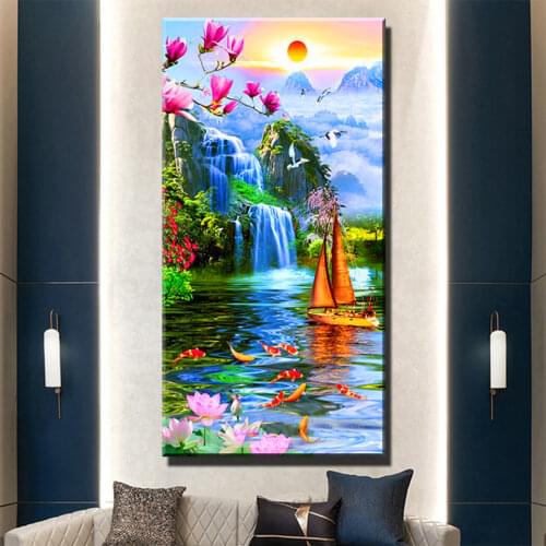Full Square Diamond 5D Plum blossom koi painting 5d DIY Diamond Painting Embroidery Cross Stitch Rhinestone Mosaic set Home arts