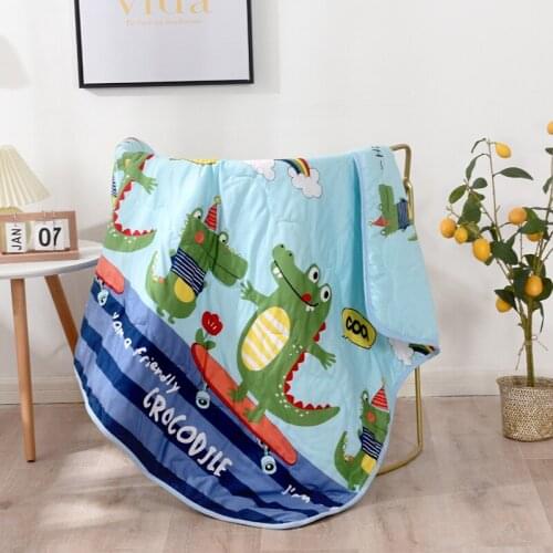 Kids Cartoon Animal Quilt Dinosaur Air Condition Quilts Summer Lunch Blanket Children Wash Cotton Beddings