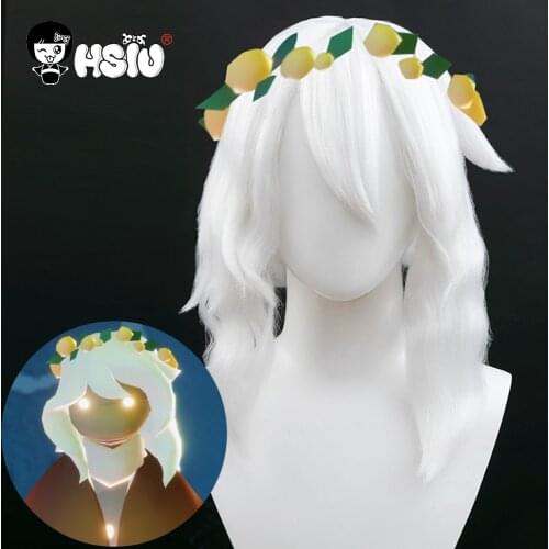 Game Sky Children of Light Cosplay Wig 「HSIU 」Fiber synthetic wig White ponytail long hair+Free Brand wig Cap